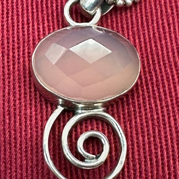 VTG Italy Sterling Garnet Gemstone Pendant Necklace Marked “Diagonal” - Picture 13 of 16